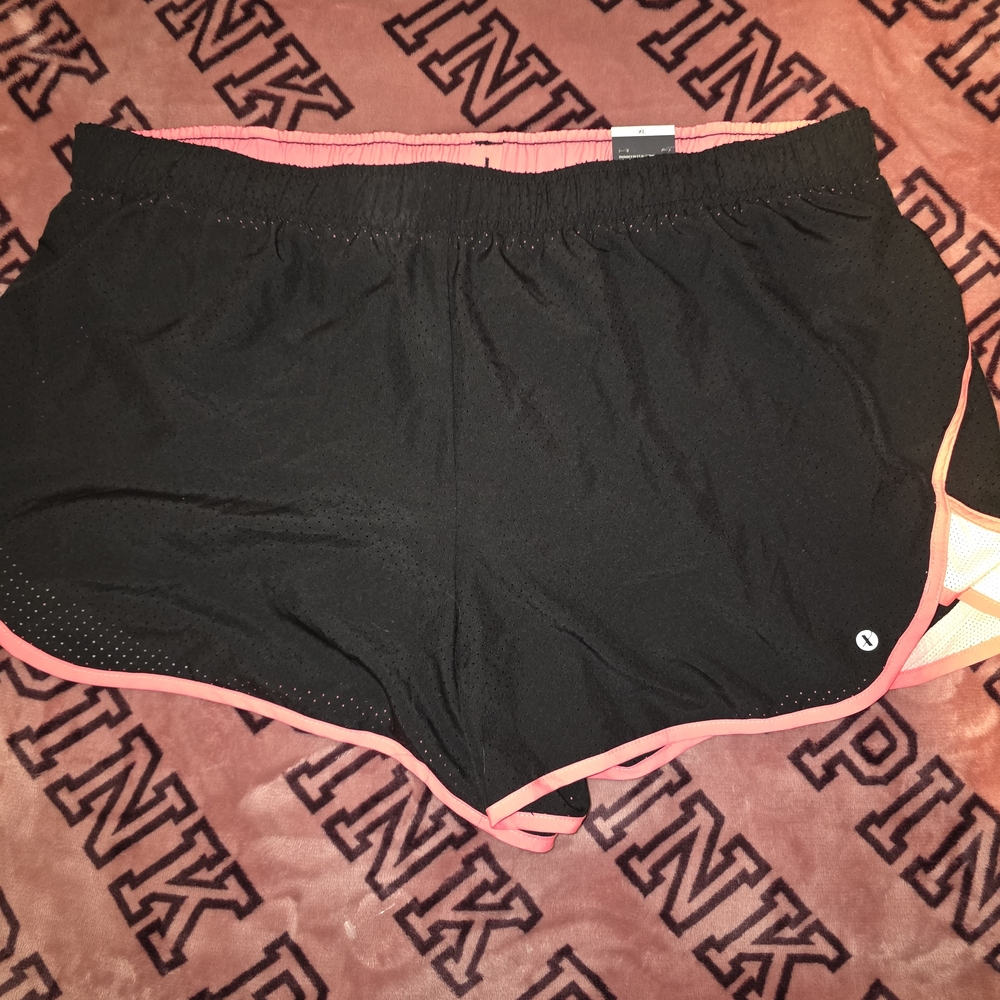 Xersion Black Shorts with Pink Trim
